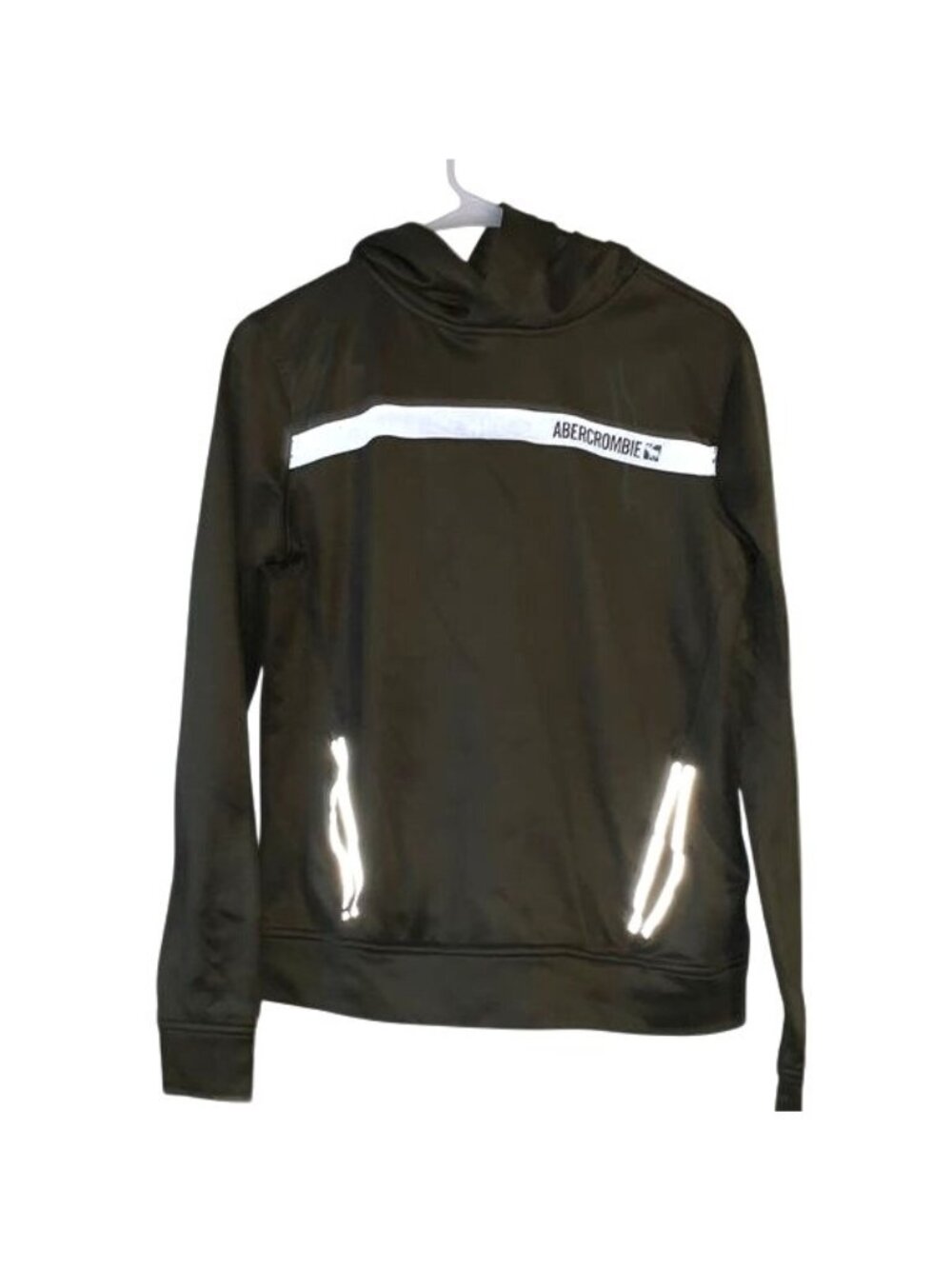 Abercrombie Kids Unisex Hoodie 15/16 Green With Reflective Accents